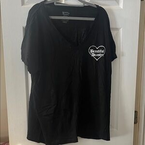 Beautiful Disaster Women's Black V-Neck Tee
